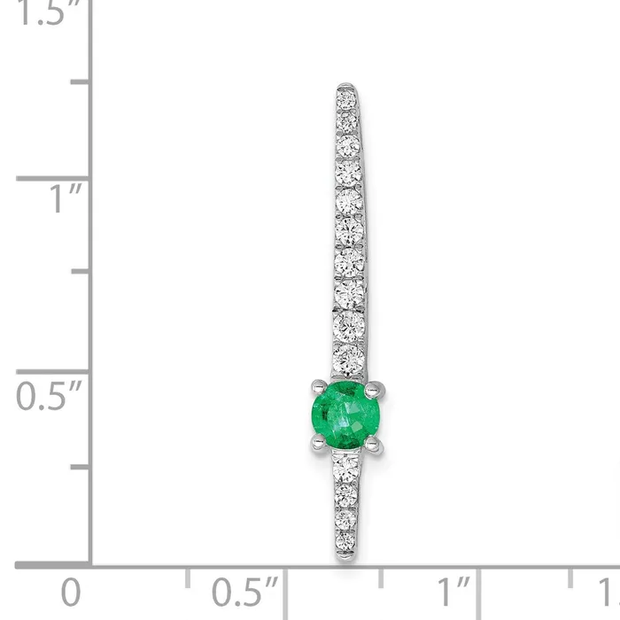 14k White Gold Real Diamond and Emerald Fancy Chain Slide Goldia Necklaces