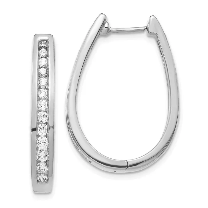14k White Gold Real Diamond Oval Hinged Hoop Earrings Goldia Earrings 14k White Gold Real Diamond Oval Hinged Hoop Earrings Goldia Earrings
