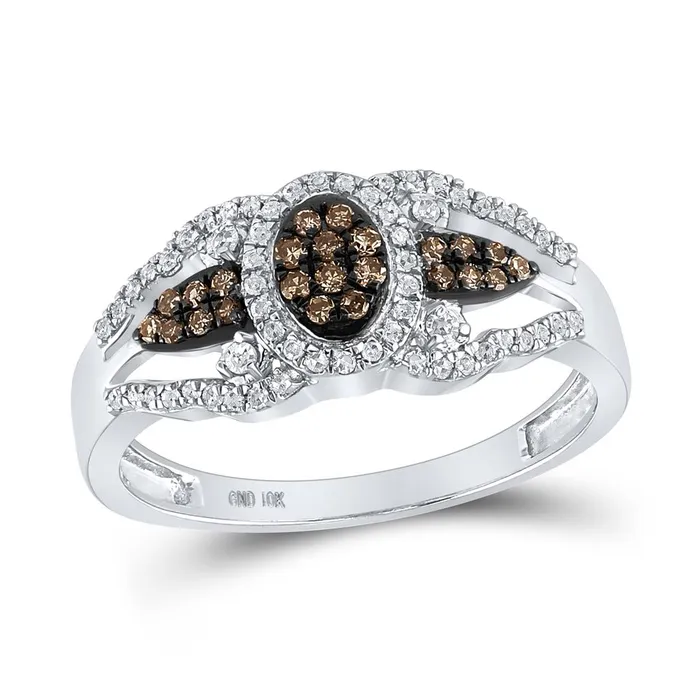 14k White Gold Round Brown Diamond Cluster Ring 13 Cttw gndatlanta Rings 14k White Gold Round Brown Diamond Cluster Ring 13 Cttw gndatlanta Rings