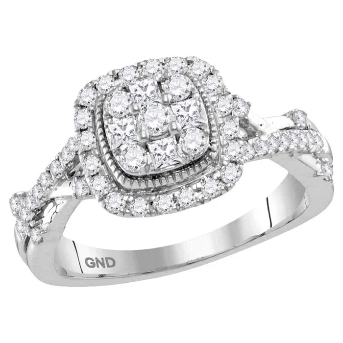 14k White Gold Round Diamond Cluster Bridal Engagement Ring 58 Cttw gndatlanta Rings 14k White Gold Round Diamond Cluster Bridal Engagement Ring 58 Cttw gndatlanta Rings