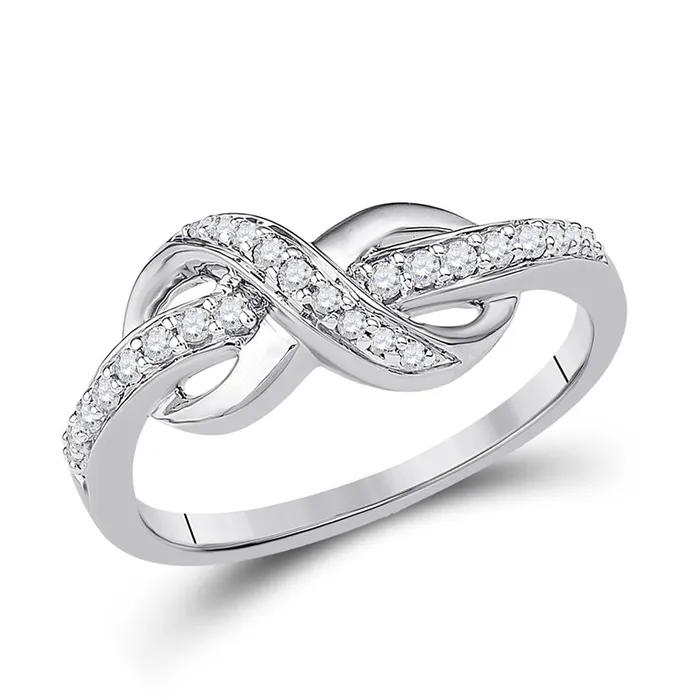 14k White Gold Round Diamond Knot Infinity Ring 16 Cttw gndatlanta Rings 14k White Gold Round Diamond Knot Infinity Ring 16 Cttw gndatlanta Rings