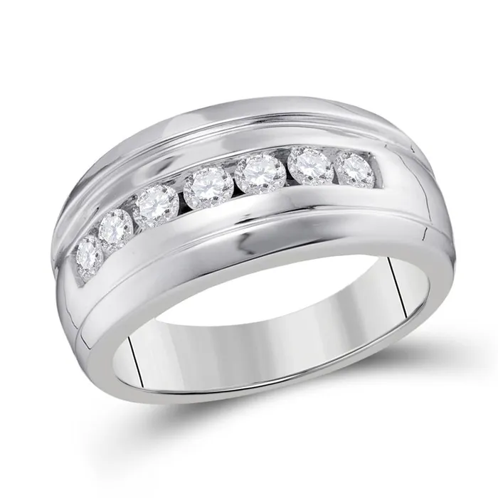 14k White Gold Round Diamond Ridged Wedding Band Ring 34 Cttw gndatlanta Rings 14k White Gold Round Diamond Ridged Wedding Band Ring 34 Cttw gndatlanta Rings