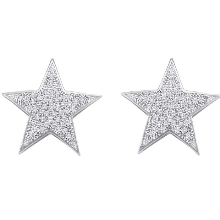 14k White Gold Round Diamond Star Cluster Stud Earrings 14 Cttw gndatlanta Earrings