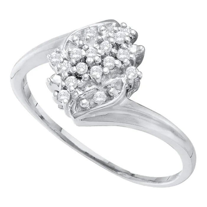 14k White Gold Round Prongset Diamond Cluster Slender Ring 18 Cttw gndatlanta Rings 14k White Gold Round Prongset Diamond Cluster Slender Ring 18 Cttw gndatlanta Rings