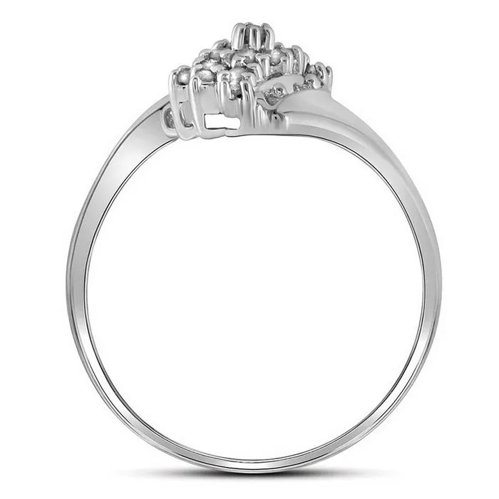 14k White Gold Round Prongset Diamond Cluster Slender Ring 18 Cttw gndatlanta Rings