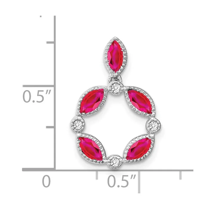 14k White Gold Ruby and Real Diamond Pendant Goldia Necklaces