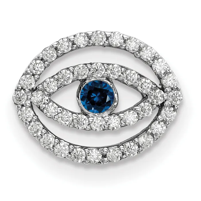 14k White Gold Small Diamond and Sapphire Halo Evil Eye Pendant goldiaca Necklaces 14k White Gold Small Diamond and Sapphire Halo Evil Eye Pendant goldiaca Necklaces