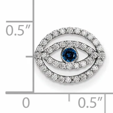 14k White Gold Small Diamond and Sapphire Halo Evil Eye Pendant goldiaca Necklaces