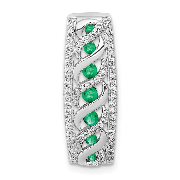 14k White Gold Twisted Real Diamond and Emerald Fancy Chain Slide Goldia Necklaces 14k White Gold Twisted Real Diamond and Emerald Fancy Chain Slide Goldia Necklaces