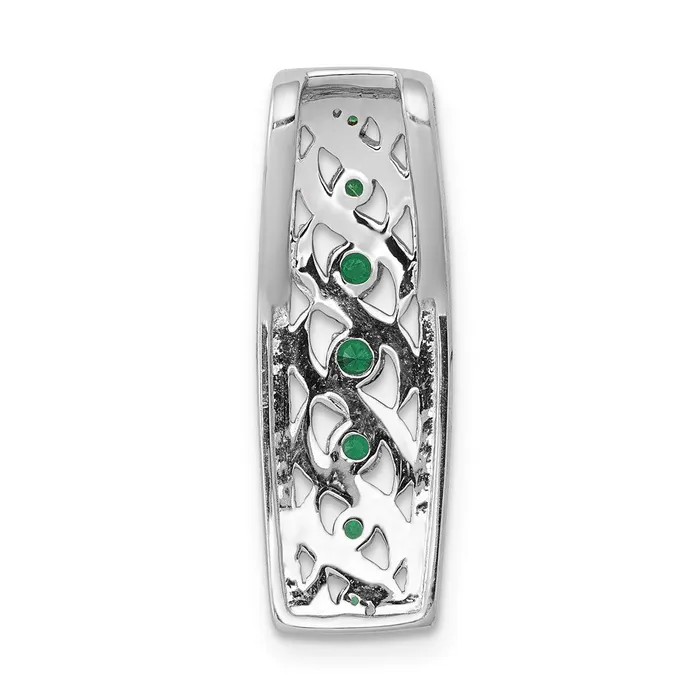 14k White Gold Twisted Real Diamond and Emerald Fancy Chain Slide Goldia Necklaces