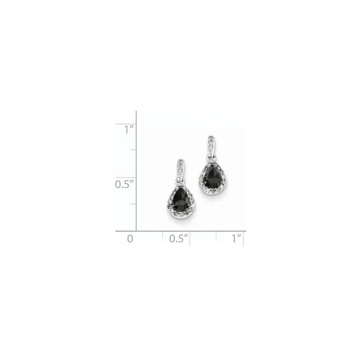 14k White Gold w Black and White Real Diamond Post Dangle Earrings Goldia Earrings