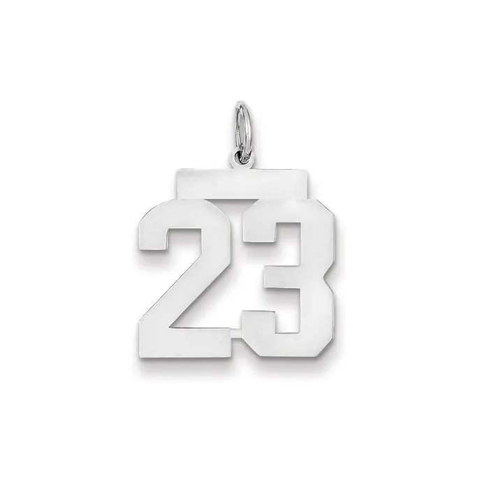 14k White Gold WG Medium Polished Number 23 Charm Goldia Charm Necklaces