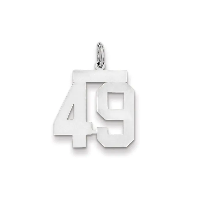 14k White Gold WG Medium Polished Number 49 Charm Goldia Charm Necklaces