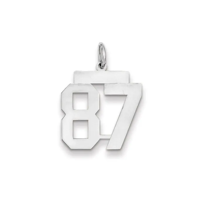 14k White Gold WG Medium Polished Number 87 Charm Goldia Charm Necklaces