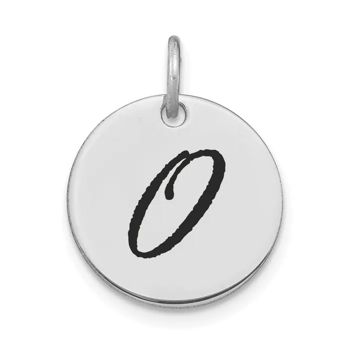14k White Goldw Polished Black Enamel Letter O Initial Disk Charm Goldia Charm Necklaces 14k White Goldw Polished Black Enamel Letter O Initial Disk Charm Goldia Charm Necklaces