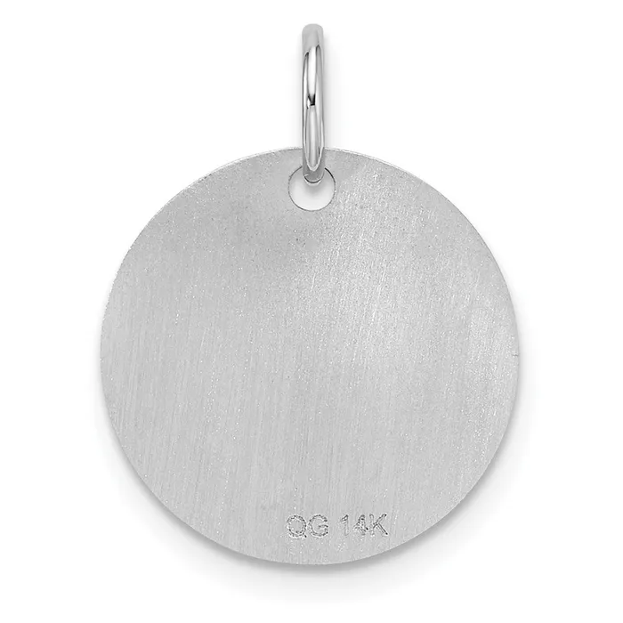 14k White Goldw Polished Black Enamel Letter O Initial Disk Charm Goldia Charm Necklaces