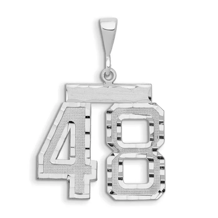 14k White Goldw Small Brushed Diamondcut Number 48 Charm Goldia Charm Necklaces 14k White Goldw Small Brushed Diamondcut Number 48 Charm Goldia Charm Necklaces