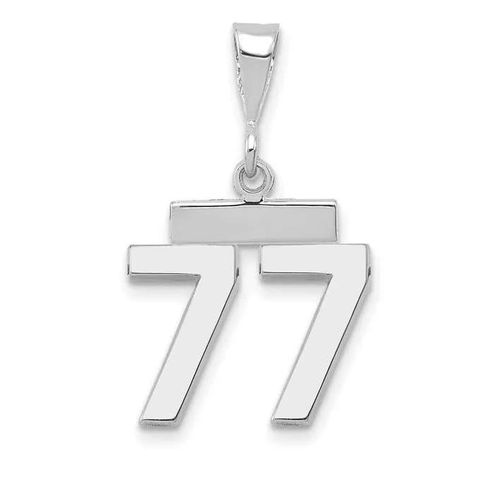 14k White Goldw Small Polished Number 77 Charm Goldia Charm Necklaces