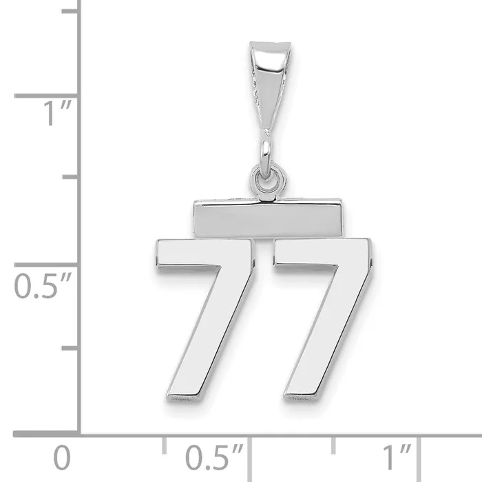 14k White Goldw Small Polished Number 77 Charm Goldia Charm Necklaces