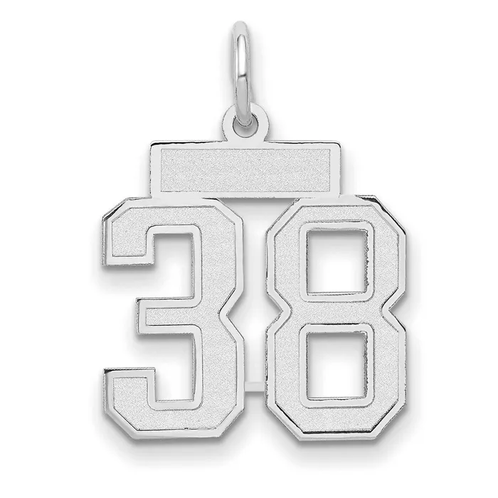 14k White Goldw Small Satin Number 38 Charm Goldia Charm Necklaces