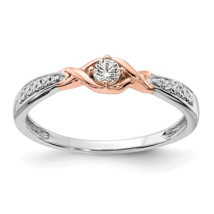 14k White u0026 Rose Gold Real Diamond Promise Ring Goldia Rings