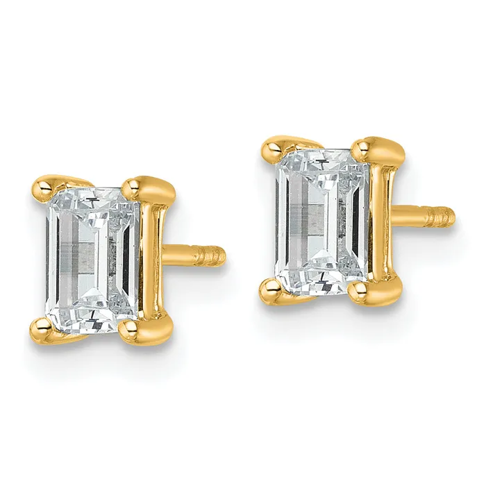 14k Yellow Gold 1 12 ctw Lab Grown Diamond VSSI G Emerald 4 Prong Heavy Wt Stud Earrings Goldia Earrings