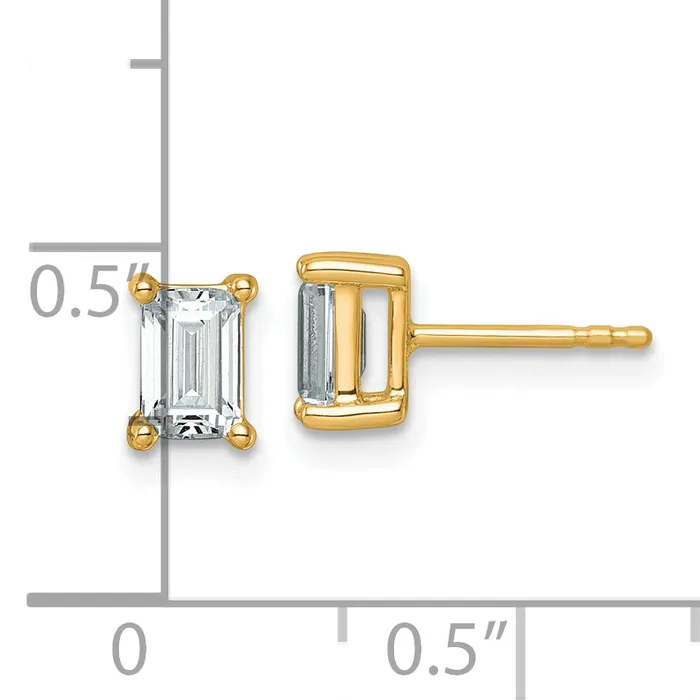 14k Yellow Gold 1 12 ctw Lab Grown Diamond VSSI G Emerald 4 Prong Heavy Wt Stud Earrings Goldia Earrings