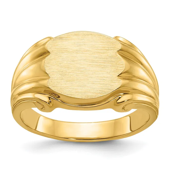 14k Yellow Gold 12x10mm Mens Signet Ring Goldia Rings