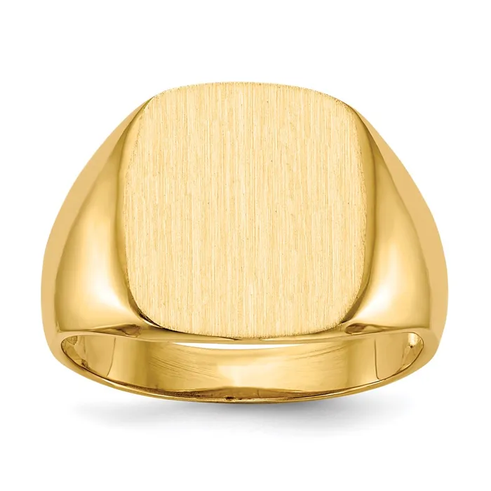 14K Yellow Gold 140x135mm Open Back Mens Signet Ring Goldia Rings