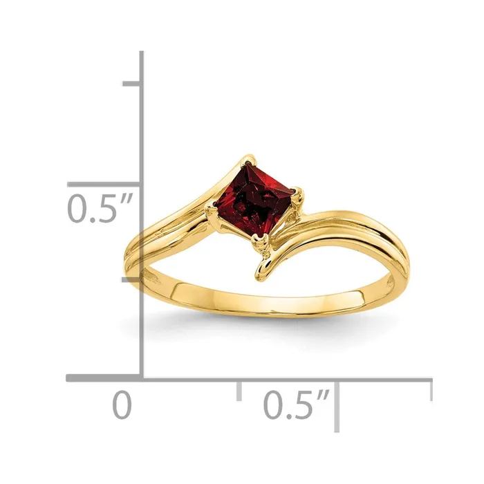 14K Yellow Gold 4mm Princess Cut Garnet ring Goldia Rings