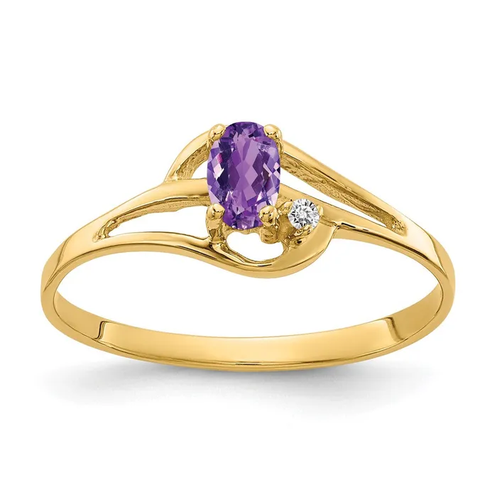 14K Yellow Gold 5x3mm Oval Amethyst VS Real Diamond ring Goldiacom Rings
