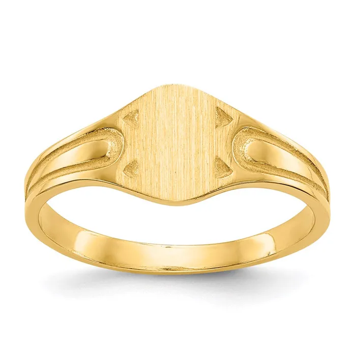 14K Yellow Gold 65x40mm Closed Back Childrens Signet Ring Goldia Rings