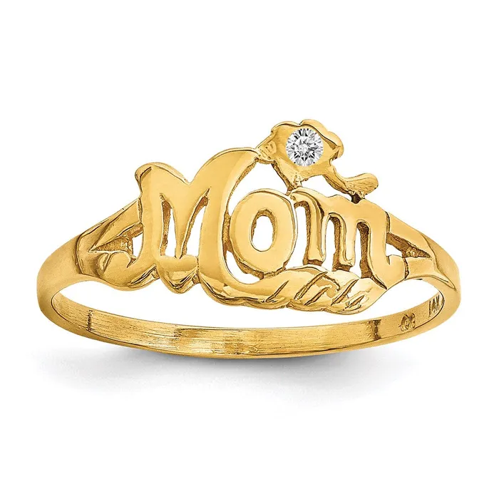 14K Yellow Gold A Real Diamond Mom Ring Goldia Rings