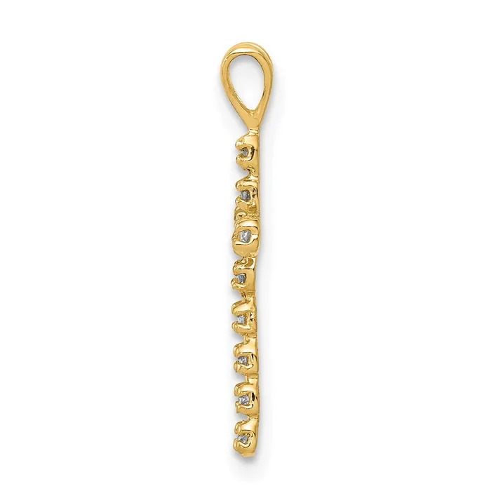14K Yellow Gold AA Real Diamond Latin Cross Pendant Goldia Necklaces