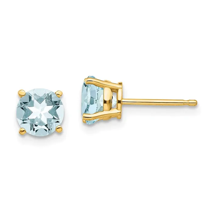 14k Yellow Gold Aquamarine Earrings Goldia Earrings