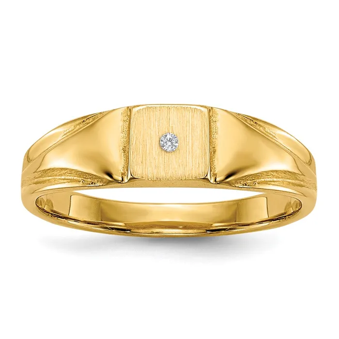 14K Yellow Gold Childs AA Real Diamond Signet Ring Goldiacom Rings