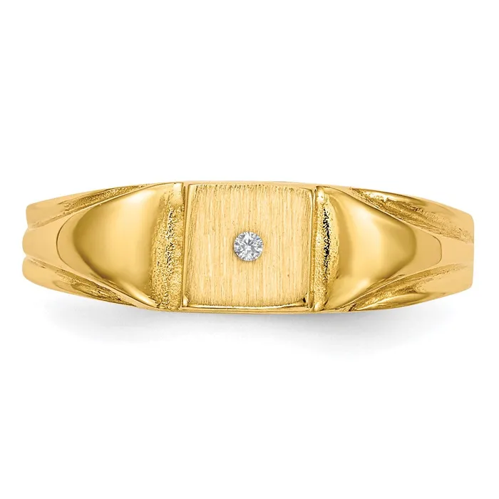 14K Yellow Gold Childs AA Real Diamond Signet Ring Goldiacom Rings