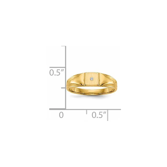 14K Yellow Gold Childs AA Real Diamond Signet Ring Goldiacom Rings