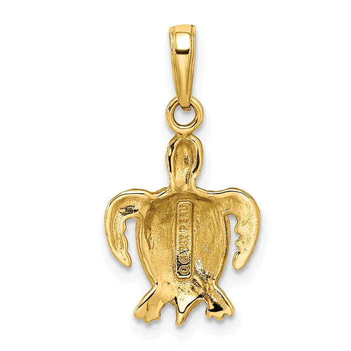 14k Yellow Gold Coral Enameled Sea Turtle Pendant Goldia PreStyled Sets