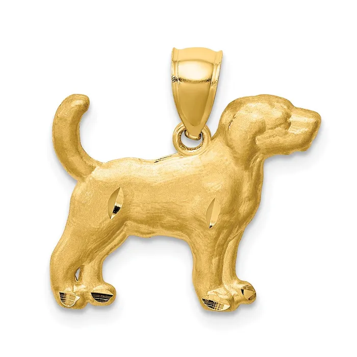 14k Yellow Gold Diamondcut Beagle Pendant Goldia Necklaces