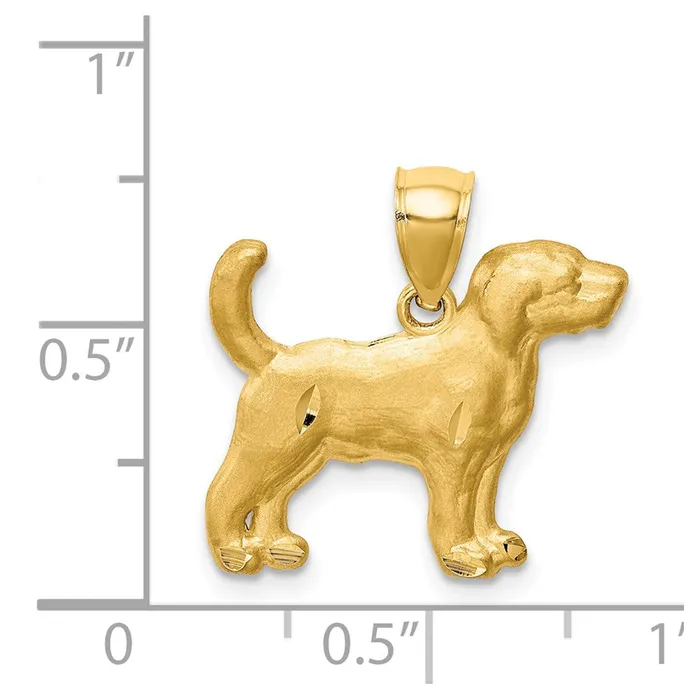 14k Yellow Gold Diamondcut Beagle Pendant Goldia Necklaces