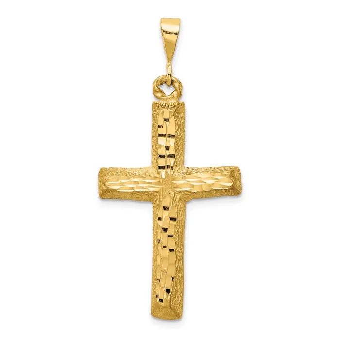 14k Yellow Gold Diamondcut Cross Charm Goldia Charm Necklaces