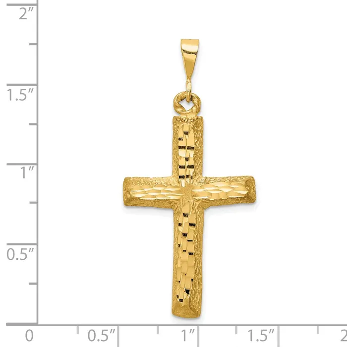 14k Yellow Gold Diamondcut Cross Charm Goldia Charm Necklaces