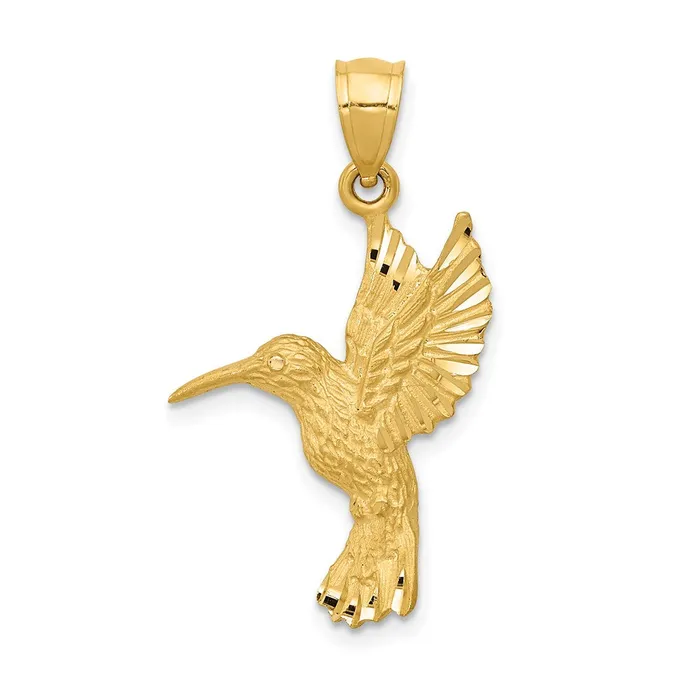 14k Yellow Gold Diamondcut Hummingbird Pendant Goldia Necklaces