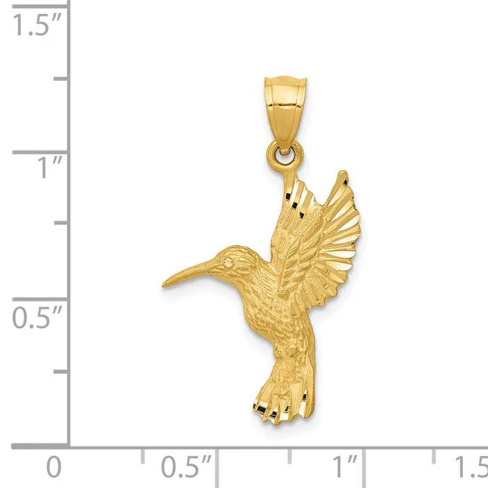 14k Yellow Gold Diamondcut Hummingbird Pendant Goldia Necklaces