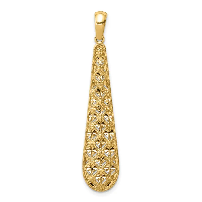 14k Yellow Gold Elongated Diamondcut Charm Goldia Charm Necklaces