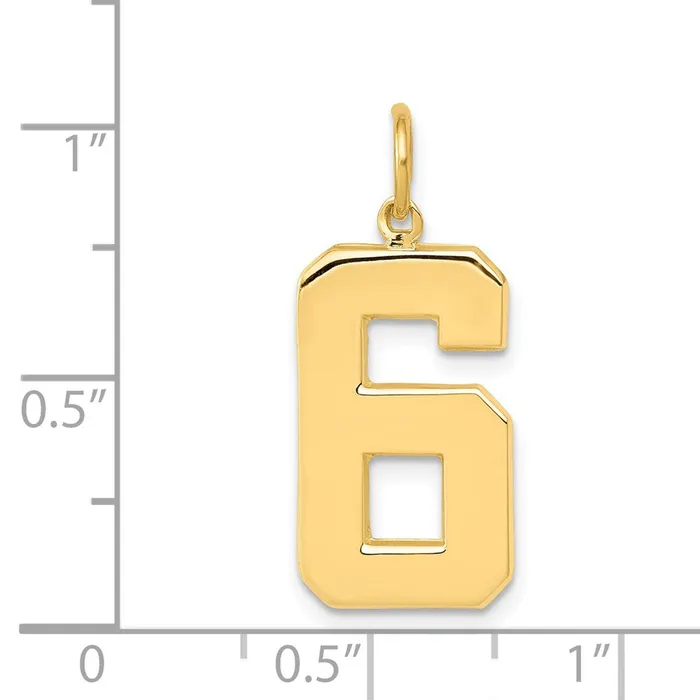 14k Yellow Gold Large Polished Number 6 Charm Goldia Charm Necklaces
