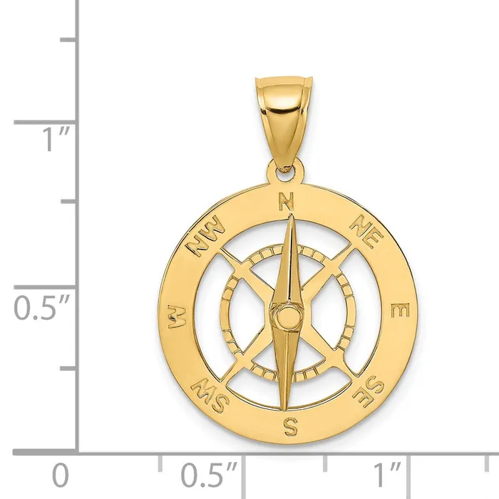 14k Yellow Gold Nautical Compass with Moveable Needle Charm Goldia Charm Necklaces