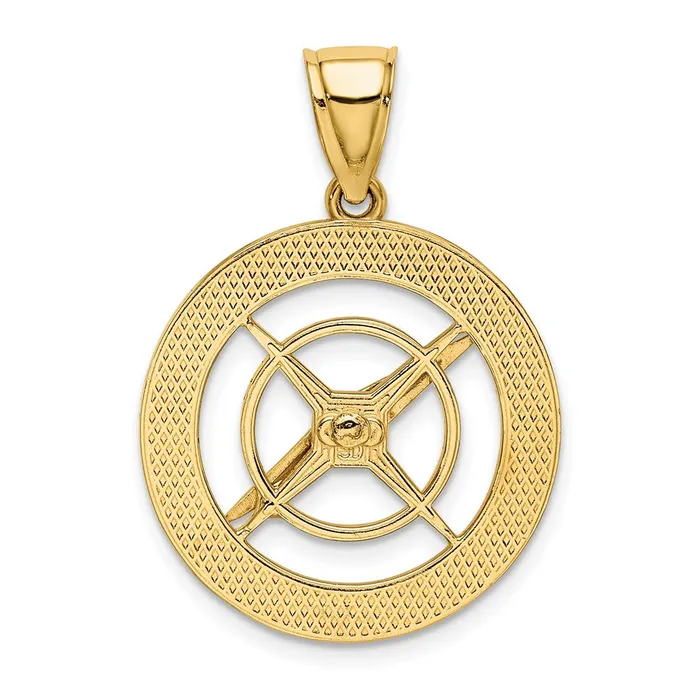 14k Yellow Gold Nautical Compass with Moveable Needle Charm Goldia Charm Necklaces