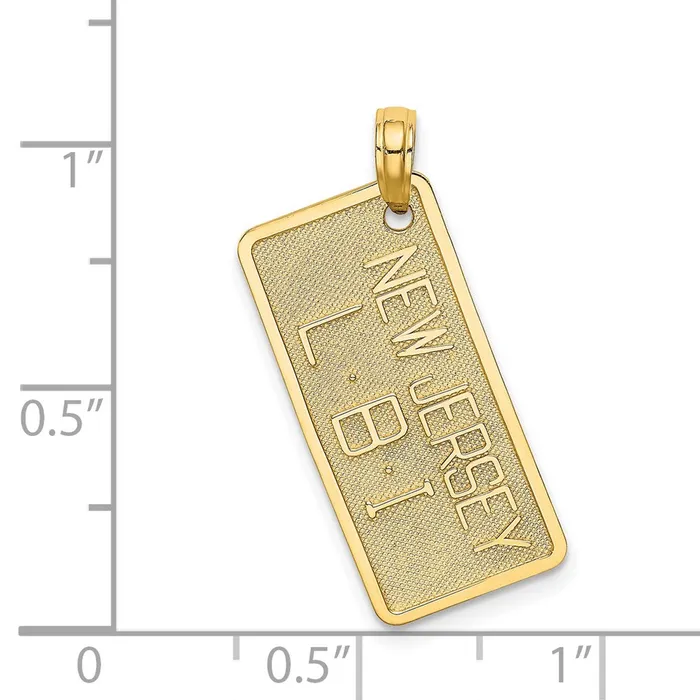 14k Yellow Gold NEW JERSEYLBI Long Beach Island License Plate Charm Goldia Charm Necklaces